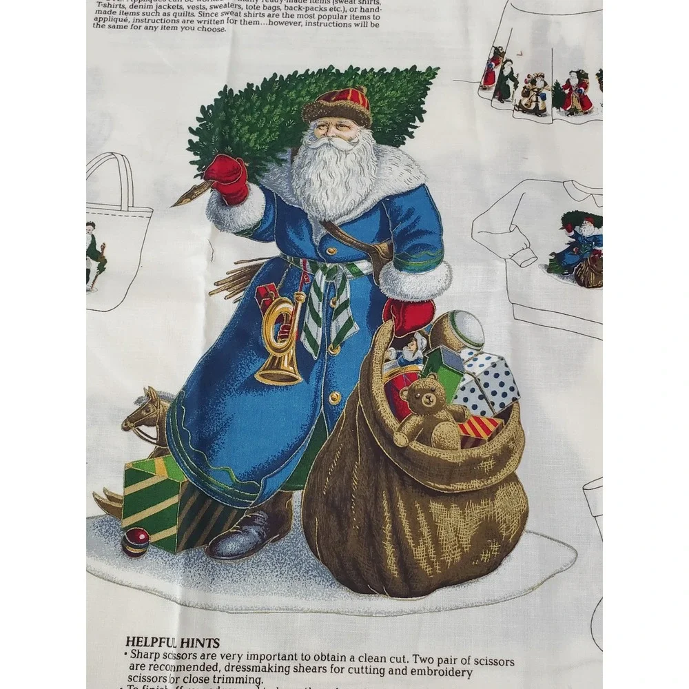 Vintage VIP Fabrics Olde Father Christmas Applique Cotton Fabric Panel Victorian